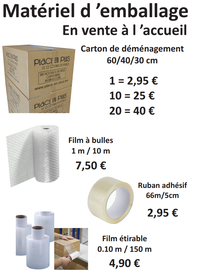 Cartons de déménagement et matériel d'emballage